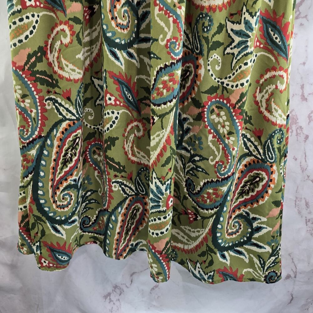 Belle By Kim Gravel Dress Womens 2X P Green Paisley Boho V Neck Balloon Sleeve - Picture 9 of 11